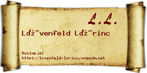 Lövenfeld Lőrinc névjegykártya