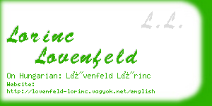 lorinc lovenfeld business card
